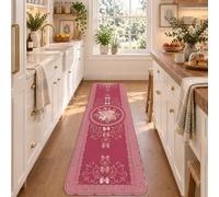 Vintage Victorian Rose Floral Bouquet Runner Rug 2x6 | Vintage Floral Centerpiece, Bedside Runner Rug, Victorian Lace Border, Elegant Scrollwork Motifs, Romantic Rose Theme