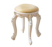 Vintage Victorian Round Vanity Stool with Padded Leather Cushion Elegant Makeup Ottoman for Dressing Room Stylish Furniture for Home Decor Chic Seating Solution