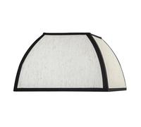 Vintage Victorian Square Lamp Shade in Oatmeal Linen Fabric and Black Cotton Trim | 18cm x 27cm | for Ceiling Pendant or Lamp Base by Happy Homewares