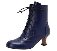 Vintage Victorian Style Boots for Women Elegant High Heels, Dark Blue K15