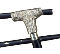 Vintage Victorian-Style Wooden Walking Cane - Designer Antique Brass Handle Wooden Stick | Elegant Gentleman’s Vintage Mobility & Decorative Accessory