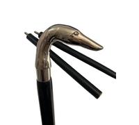 Vintage Victorian Wooden Walking Stick - Brass Dog Head Handle - Classic Gentleman’s Cane with Solid Wood Shaft & Antique Style Brass Dog-Head Top