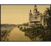 Vintage View of Casino entrance, with Monaco, Monte Carlo, Riviera, France, Large A3 size 41 by 29 cm Canvas Photo