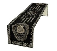 Vintage Viking Pattern Table Runner, Viking Ancient Runic Helmet of Awe Seasonal Dinner Runner for Farmhouse Party Holiday Home Kitchen Dining Table Decor 13"x60"