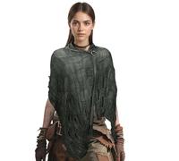 Vintage Viking Scarf Shawl with Brooch, Men Women Medieval Renaissance Retro Shaman Rogue Knights Pirate Witch Wizard Hooded Cloak Cowl Post Apocalyptic Tattered Head Scarf Shoulder Cape Wrap