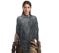Vintage Viking Scarf Shawl with Brooch, Men Women Medieval Renaissance Retro Shaman Rogue Knights Pirate Witch Wizard Hooded Cloak Cowl Post Apocalyptic Tattered Head Scarf Shoulder Cape Wrap