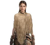 Vintage Viking Scarf Shawl with Brooch, Men Women Medieval Renaissance Retro Shaman Rogue Knights Pirate Witch Wizard Hooded Cloak Cowl Post Apocalyptic Tattered Head Scarf Shoulder Cape Wrap