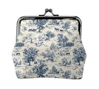 Vintage Village Pattern Print Coin Purse for Women, Kiss-lock Change Purse Wallets, Small PU Leather Coin Purses