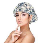 Vintage Village Pattern Print Satin Silk Bonnet for Sleeping Women, Adjustable Double Layer Satin Hair Bonnet Night Sleep Cap for Curly Hair