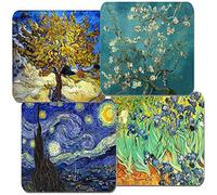 Vintage Vincent Van Gogh Coasters Set Of 4. Cork Backed. Almond Tree, Starry Night, Irises, Mulberry Tree
