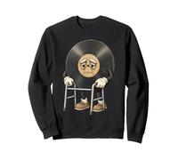 Vintage Vinyl Record Elder Character Classic Music Nostalgia Sweatshirt