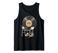 Vintage Vinyl Record Elder Character Classic Music Nostalgia Tank Top