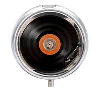 Vintage Vinyl Record Pill Box Cute Round Small Pill Organizer Portable with 3 Compartments Travel Metal Pill Case for Pocket Or Purse Privacy Protecting Medicine Box
