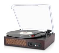 Vintage Vinyl Record Player, Belt-Drive Turntable with 2 Built-in Speakers | 3 Speed 33/45/78 RPM, Auto Stop, RCA Output & 3.5mm Headphone Jack, Wooden Vinyl Turntable for Beginners, Home Decor & Gift