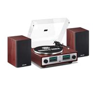 Vintage Vinyl Record Player, Bluetooth HiFi Turntable with Speakers | Built-in Phono Preamp, AT-3600L Magnetic Cartridge, Belt Drive 33/45 RPM, Pitch Control, Adjustable Counterweight