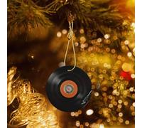 Vintage Vinyl Record Print Ceramic Christmas Ornaments with Gold Ribbon - Round Shape Porcelain Tree Ornament Decorations
