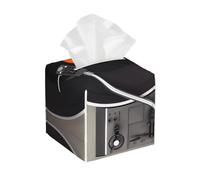 Vintage Vinyl Record Print Leather Tissue Box Cover â€“ Foldable Organizer for Bathroom, Living Room, Desk, Office, Car, and More