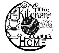 Vintage Vinyl Record Wall Clock, Unique Silent Kitchen Heart of Home Theme Clock, Coffee Bar Decor, Kitchen Living Room Decor, Christmas Valentine'S Day, New Year Gift for Women Wife (Without LED, B)