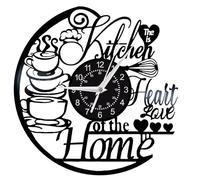 Vintage Vinyl Record Wall Clock, Unique Silent Kitchen Heart of Home Theme Clock, Coffee Bar Decor, Kitchen Living Room Decor, Christmas Valentine'S Day, New Year Gift for Women Wife (Without LED, D)