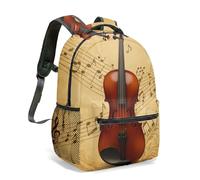 Vintage Violin 16 Inch Backpack Artistic Sheet Music Print Musical Instrument Bag Retro Still Life Design for Travel Commuting (02)