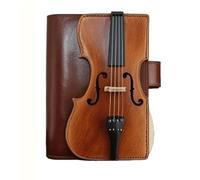 Vintage Violin Leather Journal, Leather Notebook Refillable, with Musical Note Design, 200 A5 Lined Pages, PU Leather Diary for Musicians, Writers, Teachers, Students & Gift for Music Lovers