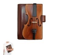 Vintage Violin Leather Notebook - Handmade Look Refillable Journal, 200 A5 Lined Pages, PU Leather Diary for Study Teacher College Meeting, Classic Music Gift for Musicians & Students (1Pcs)
