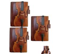 Vintage Violin Leather Notebook Retro Handmade PU A5 Journal with Musical Cover 200 Lined Pages Hardcover Executive Diary Portable Writing Pad for Songwriting Sketching Unique Gift Music Lovers(3pcs)