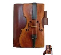 Vintage Violin Leather Notebook Retro Handmade PU A5 Journal with Musical Cover 200 Lined Pages Hardcover Executive Diary Portable Writing Pad for Songwriting Sketching Unique Gift Music Lovers(1pc)