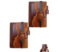 Vintage Violin Leather Notebook Retro Handmade PU A5 Journal with Musical Cover 200 Lined Pages Hardcover Executive Diary Portable Writing Pad for Songwriting Sketching Unique Gift Music Lovers(2pcs)