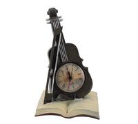 Vintage Violin Statue,Antique Tabletop Clock Violin Figurine with Book Shaped Base,Retro Musical Instrument Ornament Home Decoration Art Collection Craft Sculpture