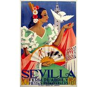 Vintage Visit Sevilla Spain Travell Holiday Tourism Wall Art Photo Picture Print Poster A4