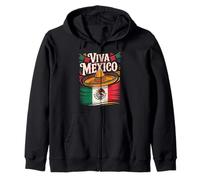 Vintage Viva la Independencia de Mexico, Proud Mexican Flag Zip Hoodie