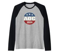 Vintage Vote Alexandria Ocasio-Cortez President 2028 AOC Raglan Baseball Tee