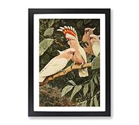 Vintage W Kuhnert Major Mitchell'S Cockatoo Vintage Framed Print | A4 Black Framed Wall Art | Ready to Hang | Classic Nature Picture | Living Room Bedroom Lounge Office