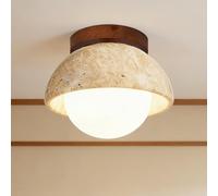 Vintage Wabi-Sabi Ceiling Light - E27/G9 LED Natural Yellow Travertine Lamp, Creative Stone Design for Bedroom, Dining Room, Kitchen, Hallway - Unique Home Lighting Decor