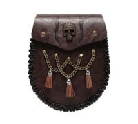 Vintage Waist Pouch, Brown, Dark Brown FBG201CF | snap closure Flap Closure, Waist Pouch with Ornament, Pirate, Fanny Pack, for Festivals