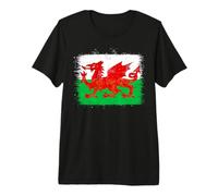 Vintage Wales Flag for Proud Welsh Pride on St David’s Day Premium T-Shirt