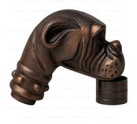 Vintage Walking Stick Handle Only, Replacement Handle For Wooden Canes, Classic Accessory For DIY Cane, Metal Topper with Brass Ferrule (Bulldog)