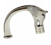 Vintage Walking Stick Handle Only, Replacement Handle For Wooden Canes, Classic Accessory For DIY Cane, Metal Topper with Brass Ferrule (Chrome Wolf)