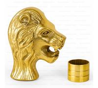 Vintage Walking Stick Handle Only, Replacement Handle For Wooden Canes, Classic Accessory For DIY Cane, Metal Topper with Brass Ferrule (Lion)