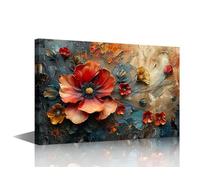 Vintage Wall Art 1 Panel Modern Wall Decor Botanical of Various Flowers Pictures Print on Canvas for Living Room Wall Decoration, Stretched Framed Ready to Hang, 24" Wx16 H
