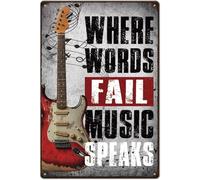 Vintage Wall Art Posters And Prints Bathtub Painting, Canvas Where Words Fail Music Speaks Metal Tin Signs Picture, For Home Wall Decor 50x70 Cm Frameless