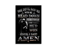 Vintage Wall Art The Devil Saw Me With My Head Down And Thought He'd Won Until I Said Amen Christian Warrior Retro Wall Art Decor Iron Painting For Home Kitchen Cafe Pub24x36inch(60x90cm)