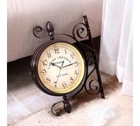Vintage Wall Clock Double Sided Wrought Iron Train Grand Station Style Vintage Wall Clock For Enhancing Living Space With Elegance