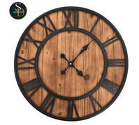 Vintage Wall Clock with Quartz Movement Wood and Metal 60cm XXL Timer vidaXL