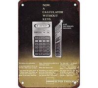Vintage Wall Decor 1977 Sharp Super Thin Man Calculator Fun Sign Metal Funny Warning Sign For Property Notice Sign Pla Metal Tin Sign 8X12 Inches