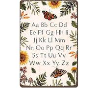 Vintage Wall Decor Alphabet Art,Nature,Educational Poster,Nursery,Kids Rooms,ABC,Alphabet Retro Tin Signs,Kitchen Decor Vintage Metal Tin Sign,Wall Decor for Bars,Cafes,Home Beer 12X8 Inch