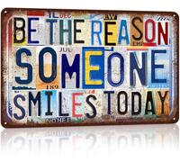 Vintage Wall Decor Inspirational Quotes Metal Sign Tin Signs Poster - Be the Reason Someone Smiles Today 8x12 Inch
