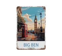 Vintage Wall Decor Metal Poster Plaque，Big Ben London City，Sign Farmhousenostalgic Tin Sign For Home Cofe Kitchen Pub Bar Wall Decor(20x30cm）8x12 inch-T34