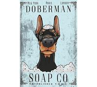 Vintage Wall Decor Metal Poster Plaque Doberman Soapnostalgic Tin Sign For Home Cofe Kitchen Pub Bar Wall Decor 20x30cm